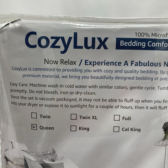 CozyLux Comforter Queen Size Beige Bedding 100% Microfiber NEW - Picture 4 of 5